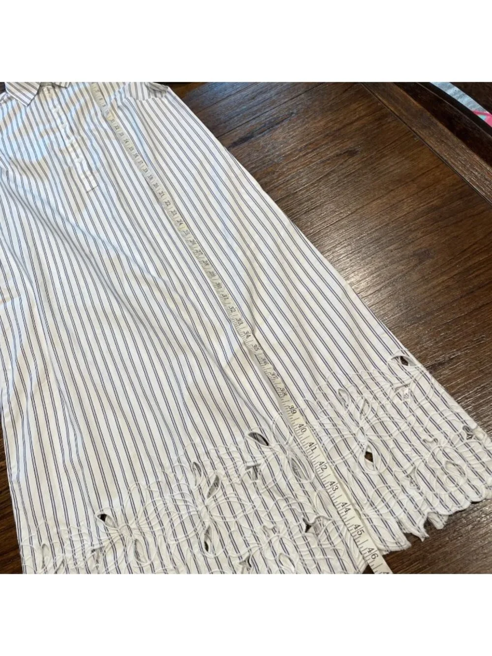NWT J.Crew Embroidered Shirt-Dress Sz 2 Striped White Blue Short Sleeve Preppy